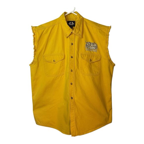 Bikers Edge Sturgis 2009 Rally Motorcycle Shirt Mens XL Yellow Skull Graphic - Picture 2 of 10